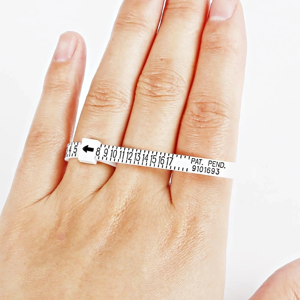 

Beauty Ring Finger Ruler Measurement Standard Ring Sizer US UK HK JP EU Measuring Tape, White, black