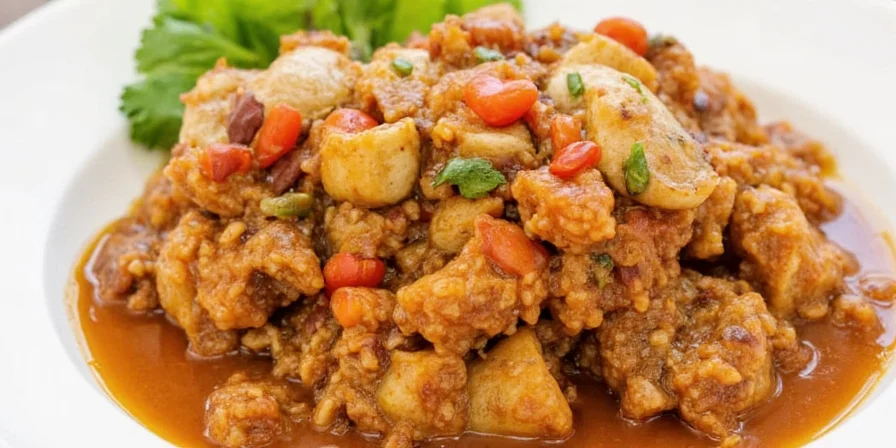 Gumbo in a wooden bowl with spoon