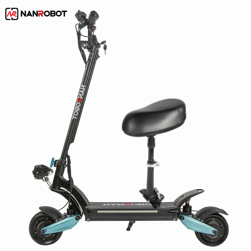 

Nanrobot New Design 1600w 48v 30km Cheap 8inch Electric Scooter For Adult, Black and blue details