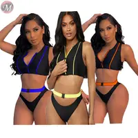 

9122316 hot sale sexy bikini fashion two pieces swimsuit bandage snap fastener Swimwear Sexy Bikini set