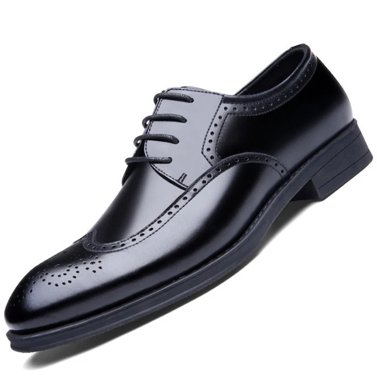 

Genuine Leather Men formal shoes Brogue classic business wedding social mens dress shoes original leather formal shoes, Brown black