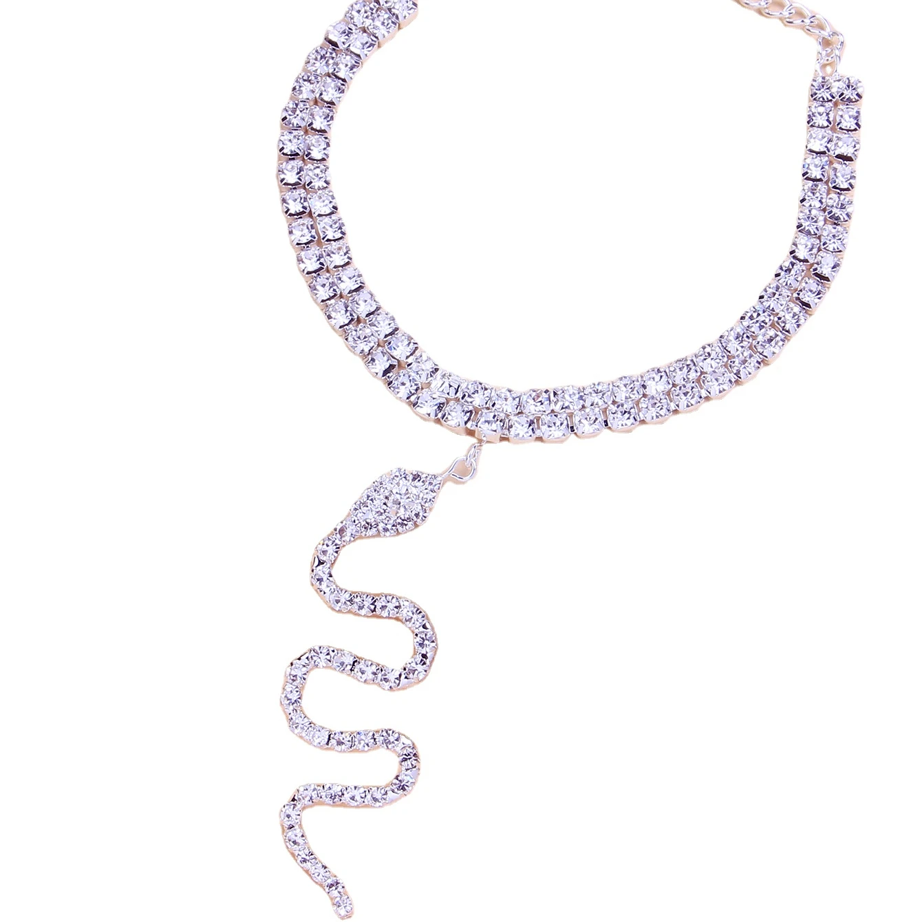 

Eico Fashion Fashion Rhinestone Double Anklet_Creative Snake-shaped Pendant Foot Ornament Beach Rhinestone Anklet, Photo