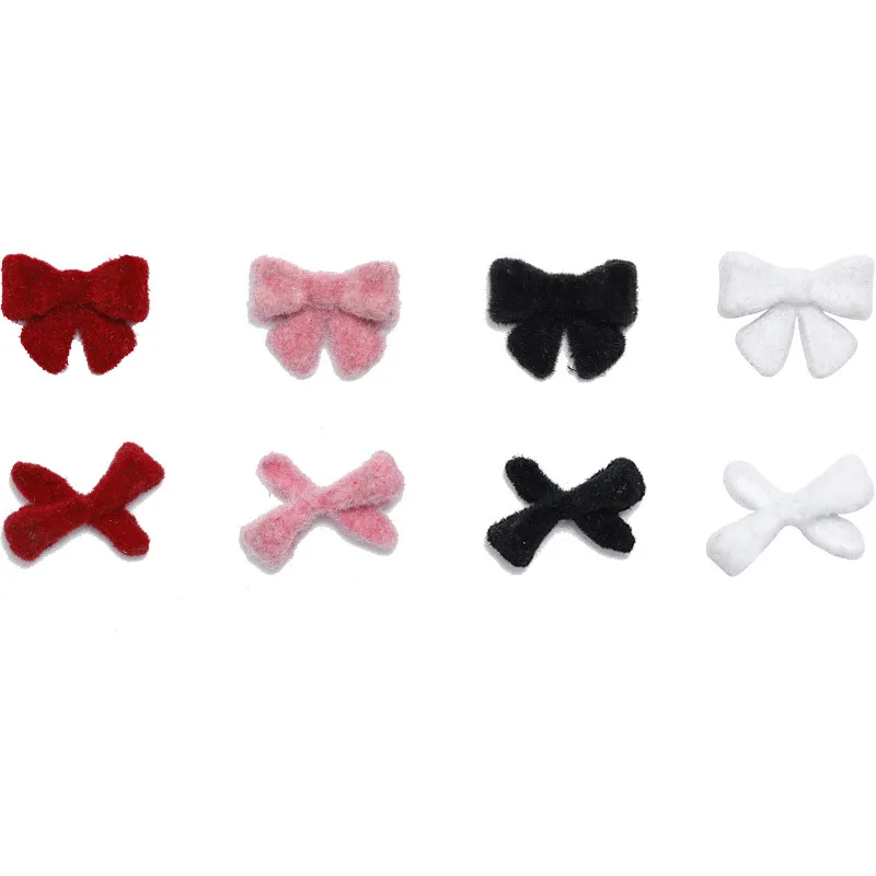 

New Style 3D Flocking Bow Nail Art Jewelry Japanese Autumn and Winter Plush Alloy Ribbon Nail Decoration Sticker, Pictures showed