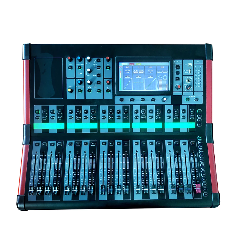 24 Channel Digital Audio Mixer With Alps 100mm Motorised Faders +48v