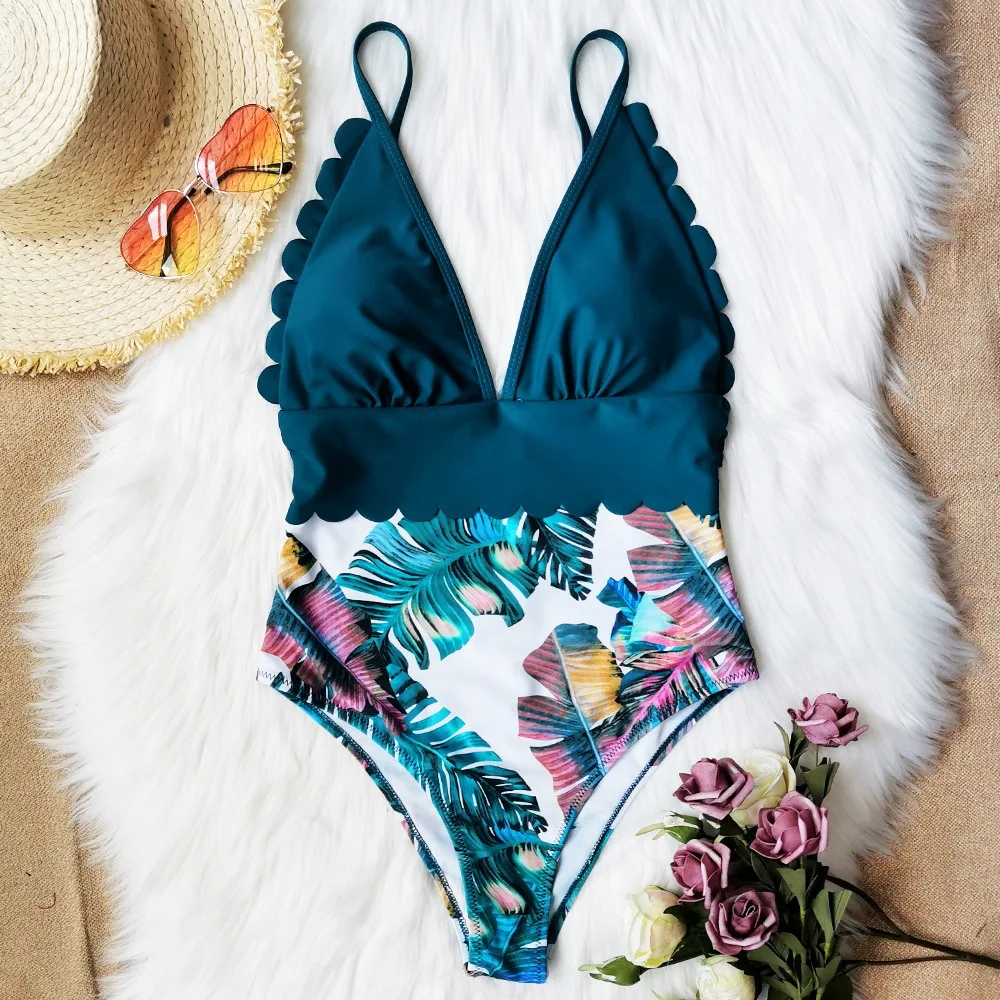 

Sexy One Piece Swimsuits Female Shoulder Floral Women Swimwear Push Up Bathing Suits Bodysuits Beach wear Ruffle Monokini, Can be customized