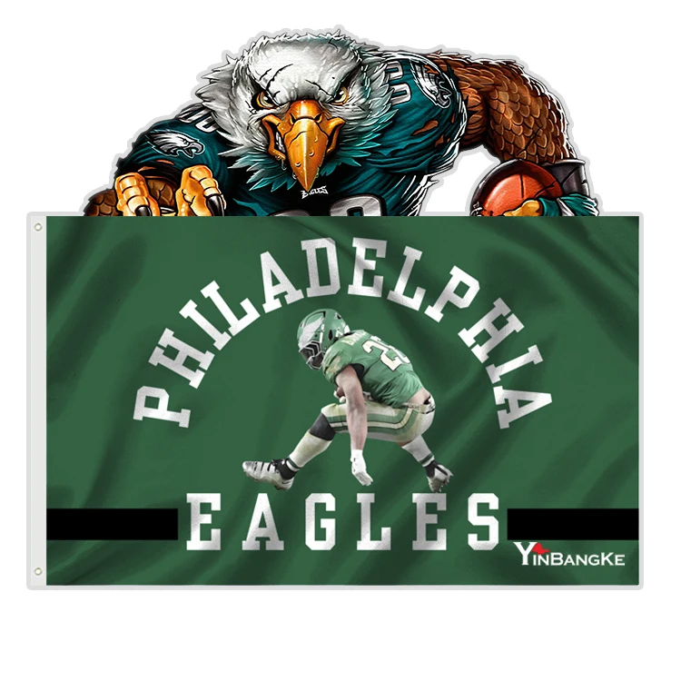 Factory Hot Sale Custom 3x5ft 100% Polyester Philadelphia Eagles Team Banner for NFL Sports New Designs