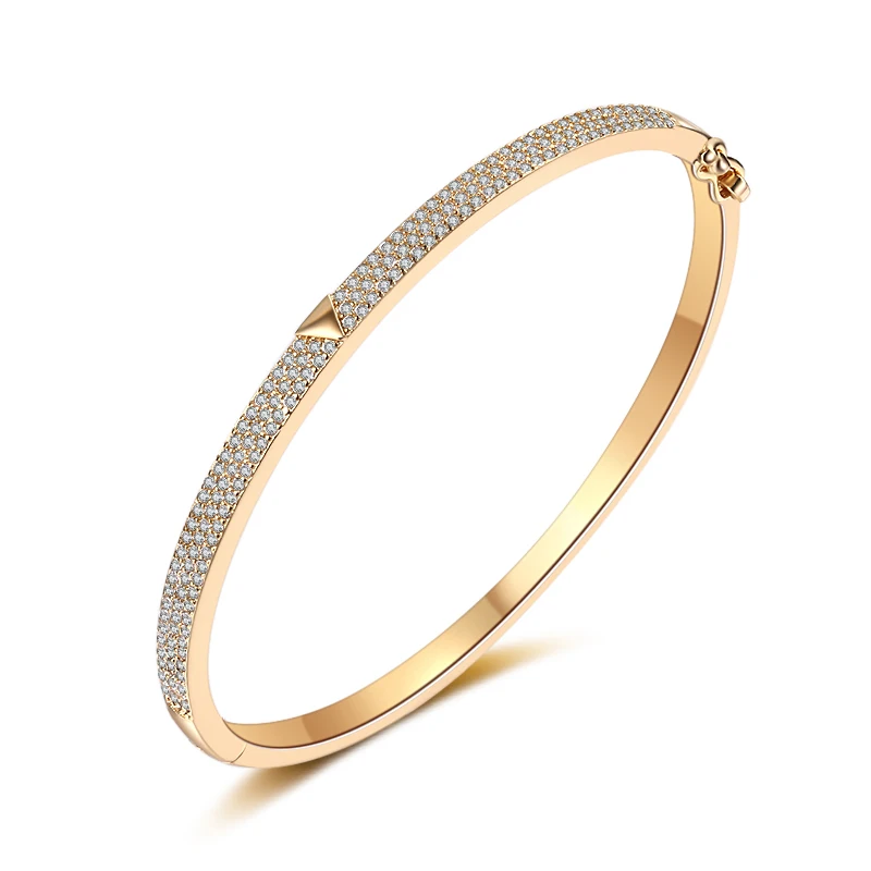 

2022 Ladies Women Fashion 3MM Bracelets & Bangles 18K Gold Plated Hot Selling Zircon Bracelet Jewelry