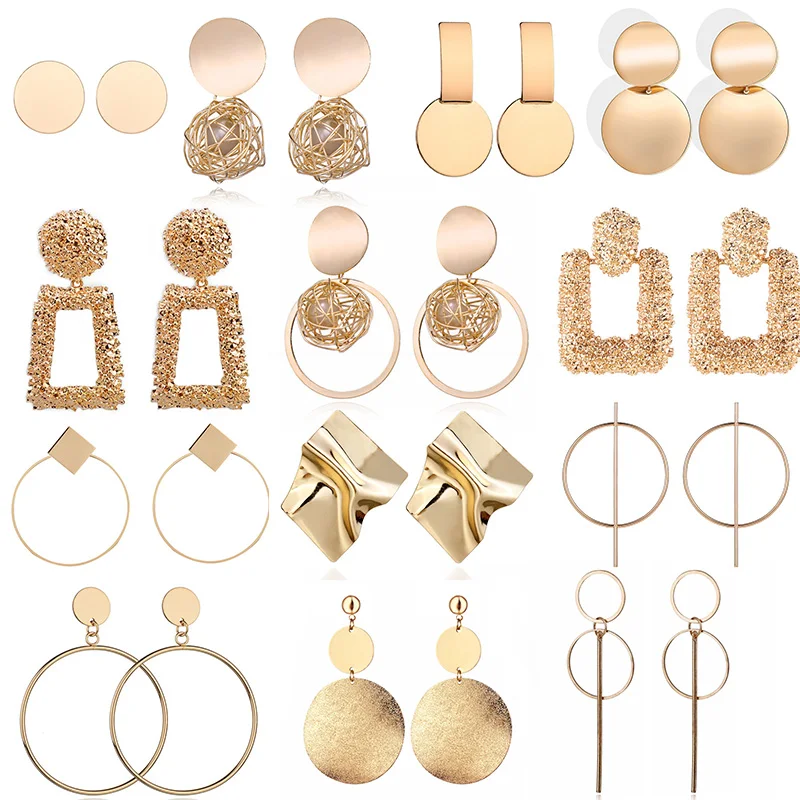 

Fashion Statement 2019 Big Geometric Round For Women Hanging Dangle Earrings Drop Earing Modern Female Jewelry