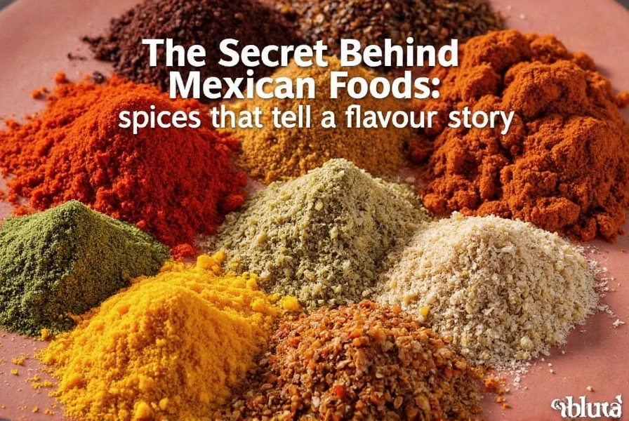 Collection of authentic Mexican spice products on wooden table