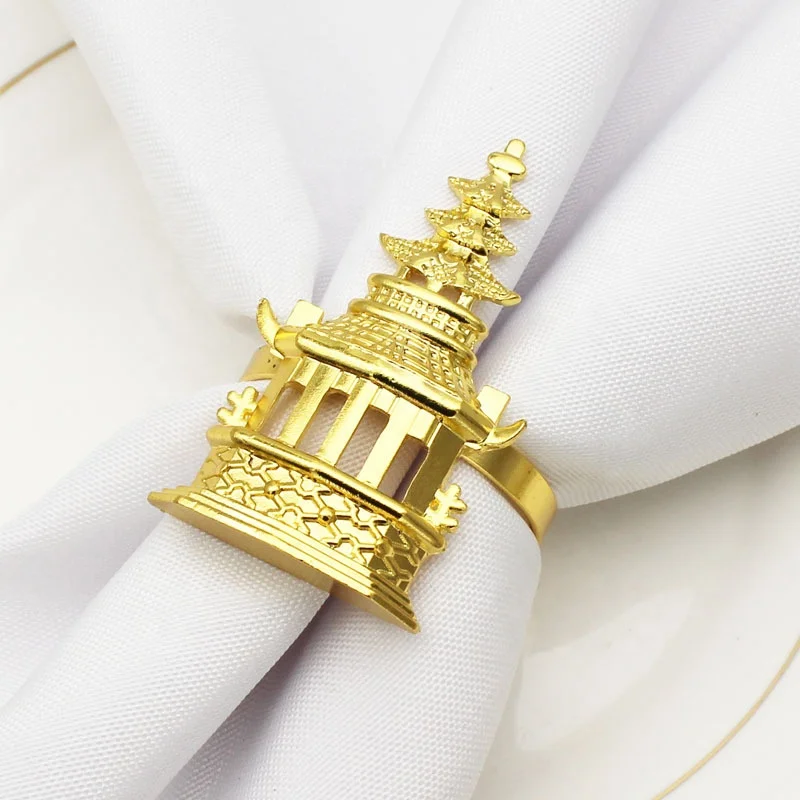 

Pagoda Napkin Buckle Simple Decoration Hotel Restaurant Set Napkin Ring Crafts Jewelry Towel Napkin Ring Decoration HWM97
