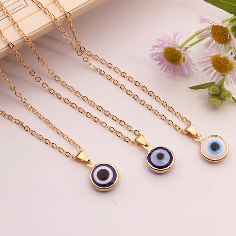 

Drop Shipping Wholesale Nazar Boncuk Gold Plated Devil Eyes Turkish Spiritual Jewelry Blue Evil Eye Pendant Necklace For Women, Gold plated;silver plated