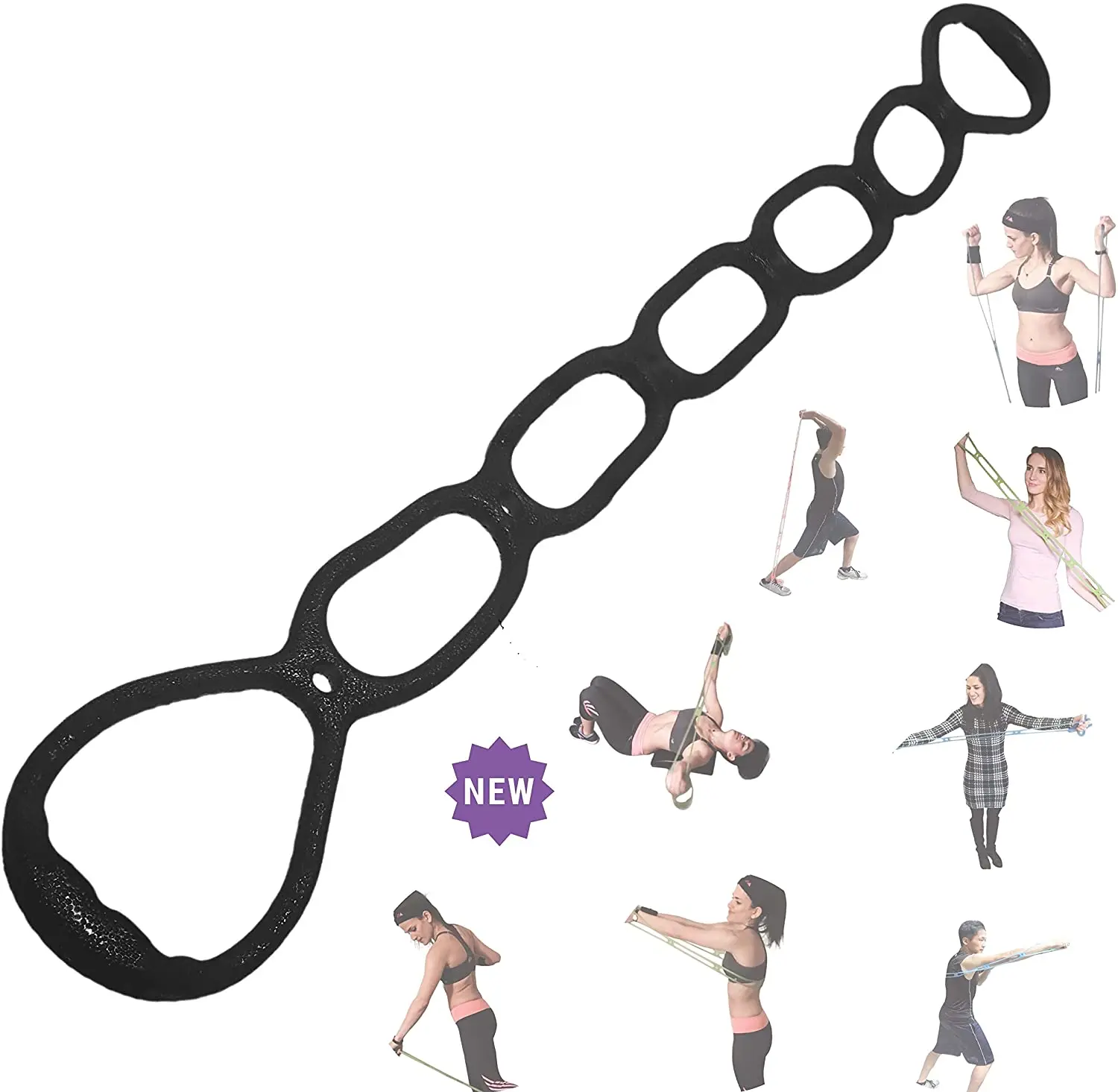 

7 Ring Stretch and Resistance Exercise Band for Back, Foot, Leg, and Hand Stretcher, Arm Exerciser Portable for Home or Fitness