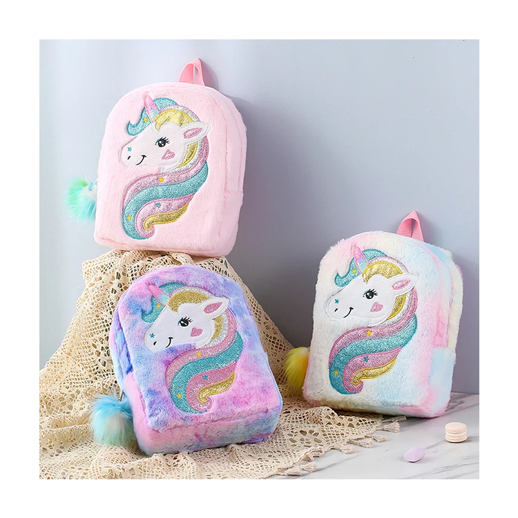 

Personalized Latest Fashion Custom Colors Fuzzy Unicorn Bag Pack School For Kids, Customized color