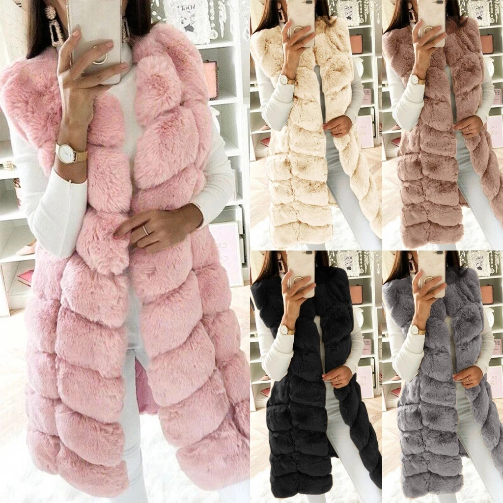 

Women High Quality Vest Coat Warm Coat Vests Winter Faux Furs Women's Coats Jacket Gilet Vest Abrigo Mujer Invierno In Stock