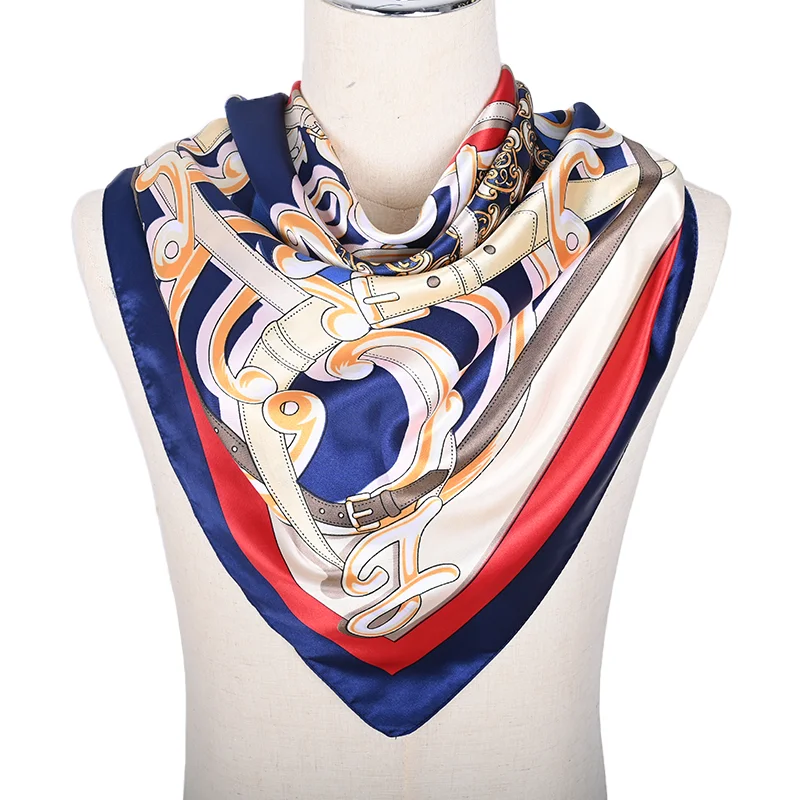 

KEFEI ladies luxury square custom printing satin shawl hijab scarf for women stylish