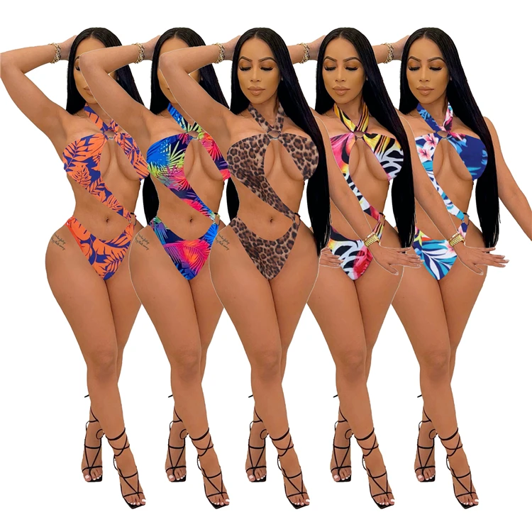 

DUODUOCOLOR Summer sexy hollow out fashion printed jumpsuits 2021 swimwear women beach clothing summer swimsuits D10017