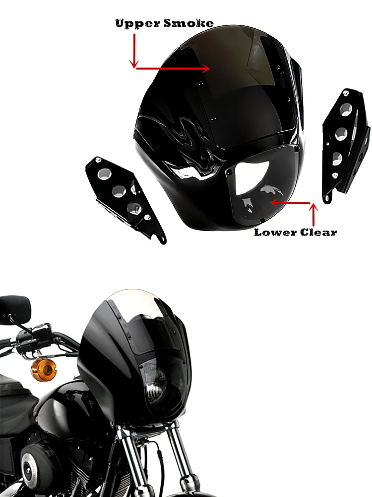 
Black ABS Quarter Fairing with Clear PC Windshield for Harley 86-94 FXR and 95-05 Dyna Models 