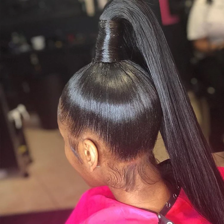 

brazilian natural black color straight long remy hair 360 pre plucked full lace human hair wig