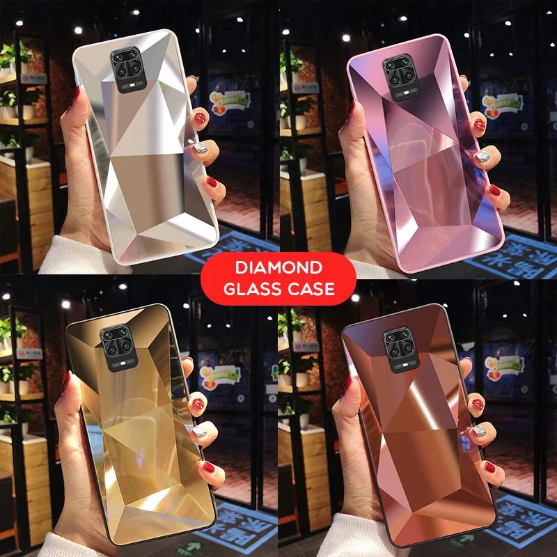 

Diamond 3D Mirror Phone Case For Xiaomi Mi Note 10 Lite Poco X3 NFC M3 Redmi 9A 9C Note 9 Pro Max 9S 8 Glitter Back Cover Fundas