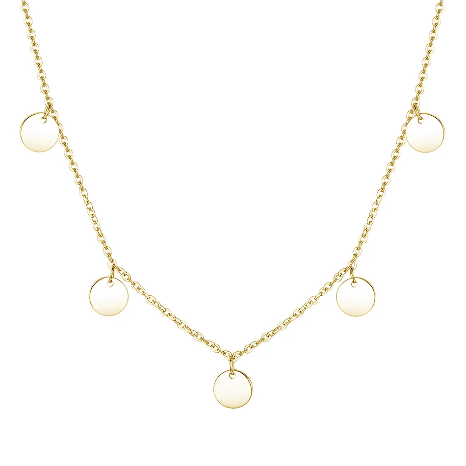 

925 Sterling Silver 18k Gold Plated Coin Charm Disc Choker Necklace For Women