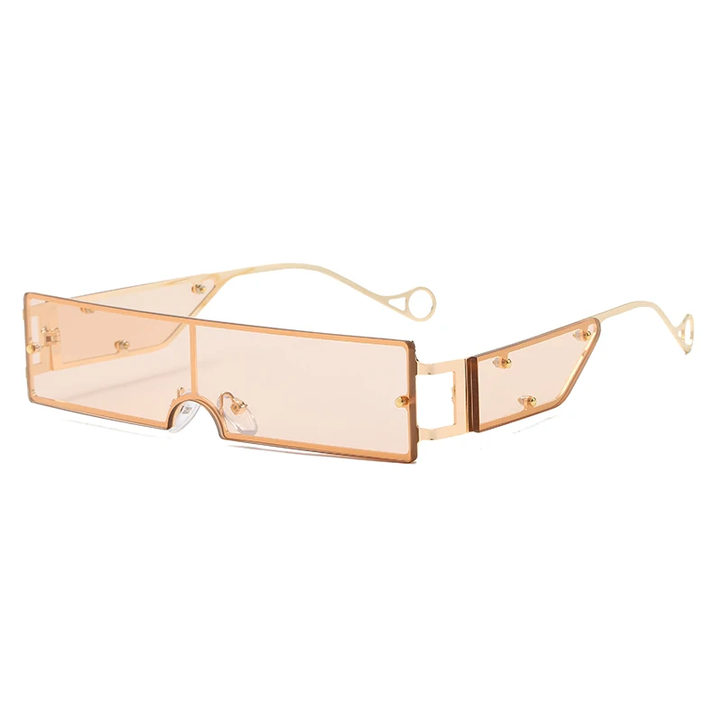 

Wholesale Fashion classic one piece lens Rimless square luxury small frame rectangle sunglasses, Custom colors