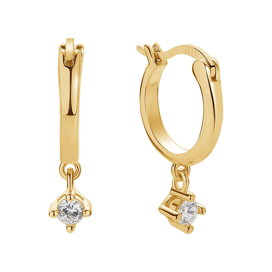 

Wholesale Jewelry 925 Sterling Silver Gold Plated Hoop Earrings with Cubic Zircon Hoop Earrings For Women