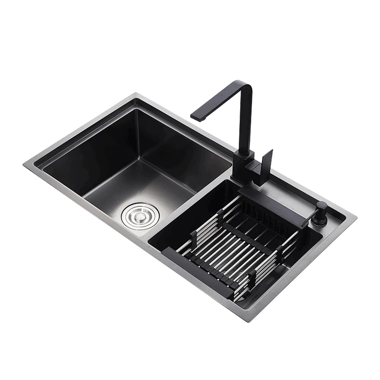 
Square washing sus304 suppliers black handmade double bowl kitchen sinks stainless steel set  (60797186636)