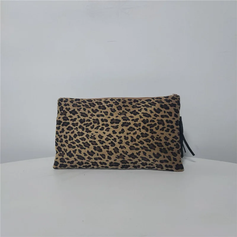 

Megan Leopard Clutch Bag DOM100970 for Women Lightweight Canvas and PU Leather Clutch Purse Wristlet Tassel Evening Bag