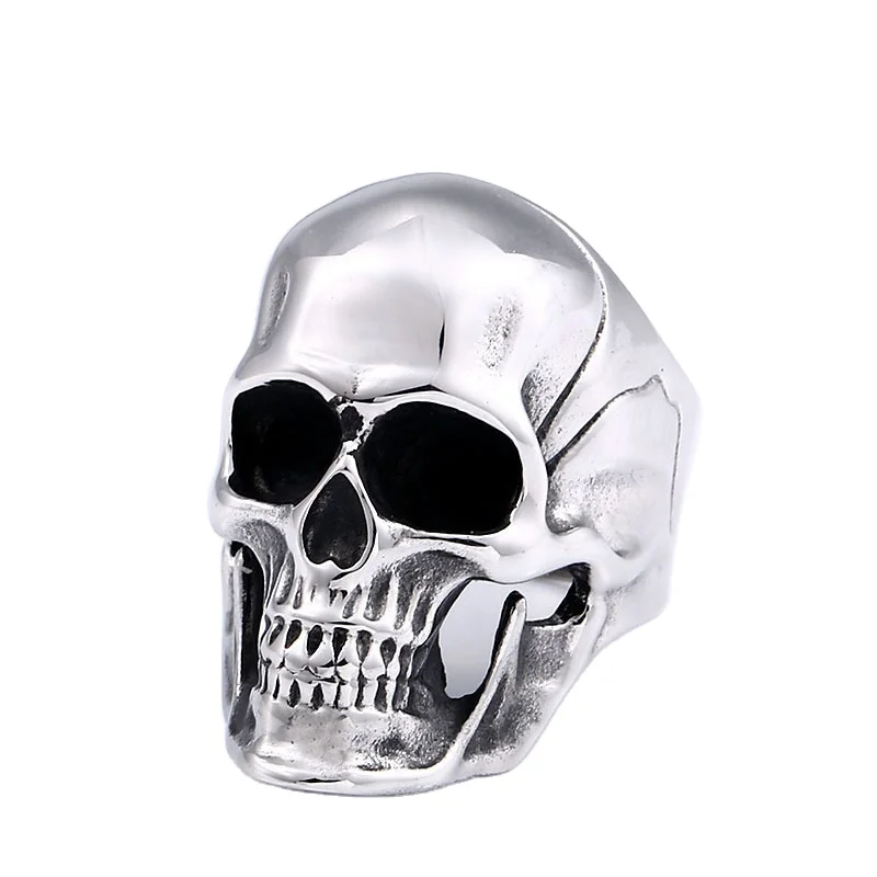 

Realistic Skull Fashion Jewelry Silver Stainless steel Men Rings Punk Style