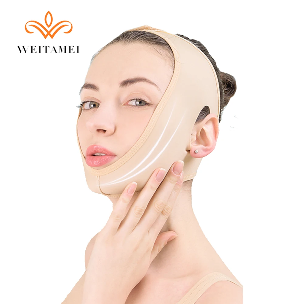 

2021 Hot Selling Face Lift Tool Bandage V Shape Facial Slim Belt Reduce Double Chin Mask Face Thining Band, Skin color