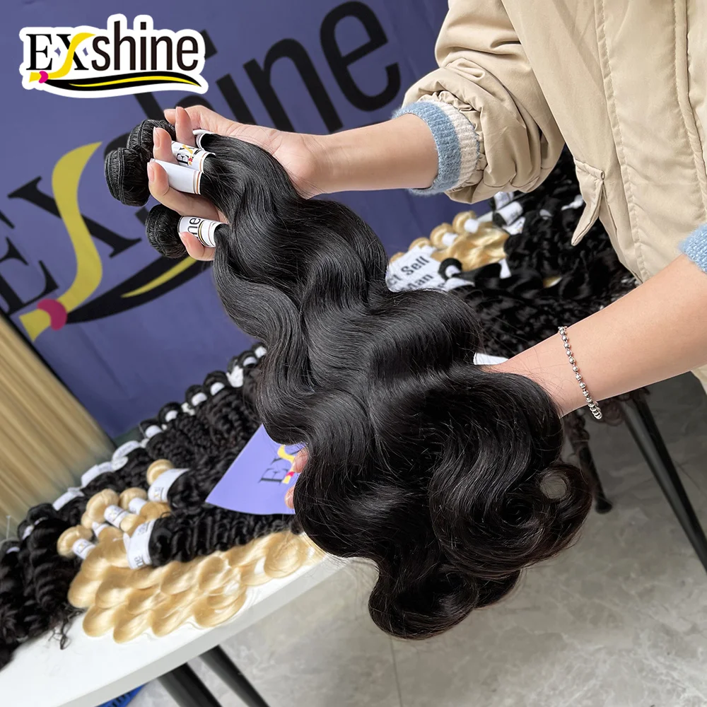 

Exshine Brazilians hair bundles Wave Weft Hair, Raw Virgin Straight Cambodian Raw Hair Bundles For Black Women