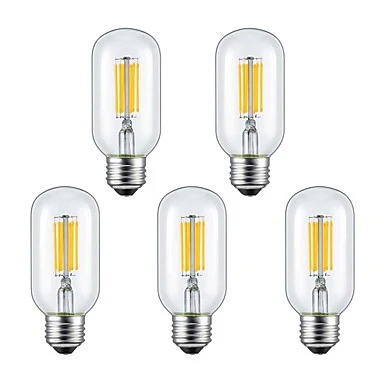 Decorative vintage edison light tube dimmable T45 T30 T185 2W/4W/6W E27 LED filament bulb