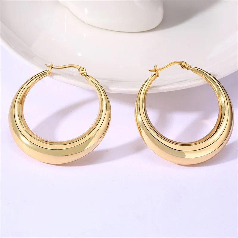 

New Arrival High Quality Fashion Jewelry Stainless Steel Gold Plated Hoop Earrings for women
