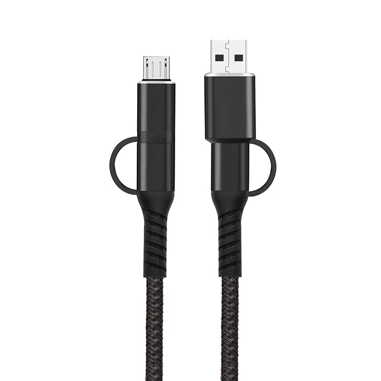 

Nylon braid 4 in 1type c android USB data cable flexible cable usb charger cheap for HUAWEI micro usb cabo multi charger, Black