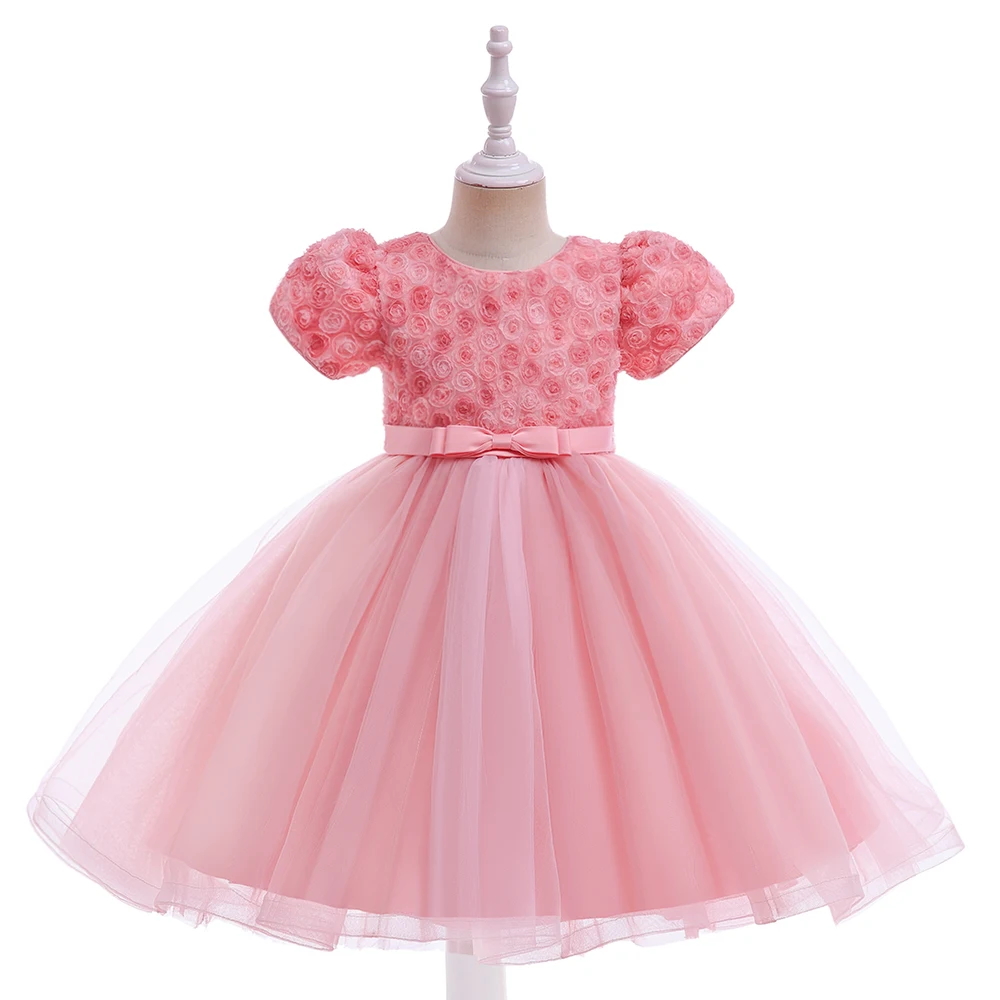 

MQATZ Criss-cross Cake Flower Dresses flower girls wedding dress girls pink baby girl baptismal dresses