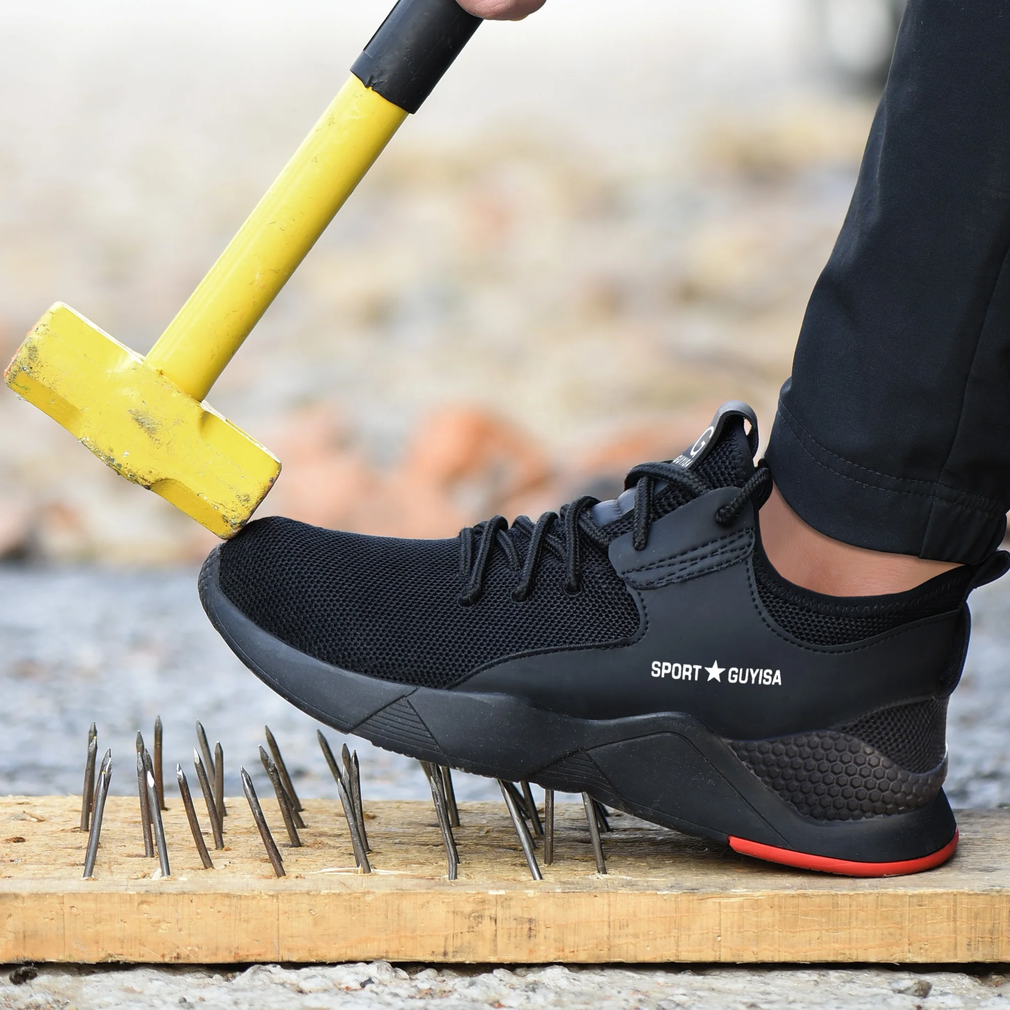 

anti-slip lightweight breathable prevent puncture steel toe safety shoes for men