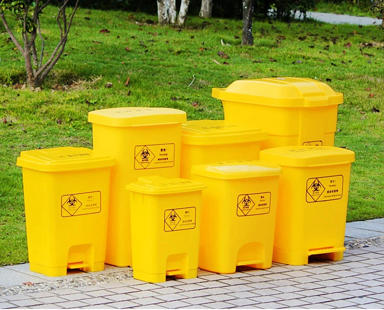 Yellow Padded Foot Cover Waste Bucket Hospital Clinic Medical Garbage ...