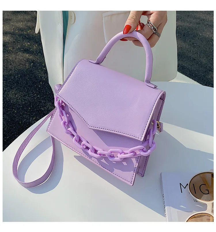 

New Arrivals Ladies Handbags Chains PU Leather Hand Bag Multi-color Candy Shoulder Cross-body Bag