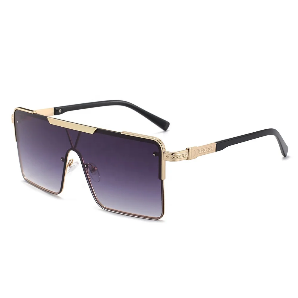 

Fashion Rimless Square Gradient Oversized Shades Square Fashionable Punk Metal Frame Sunglasses For Ladies