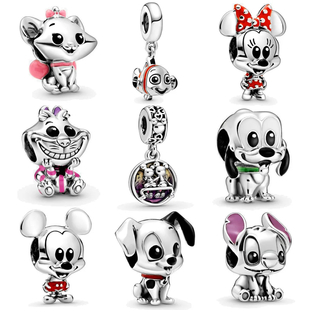 

2020 New Mickey Minnie Cat and Dog Beads 925 Sterling Silver Charm Pendant for Pandora Women Bracelet