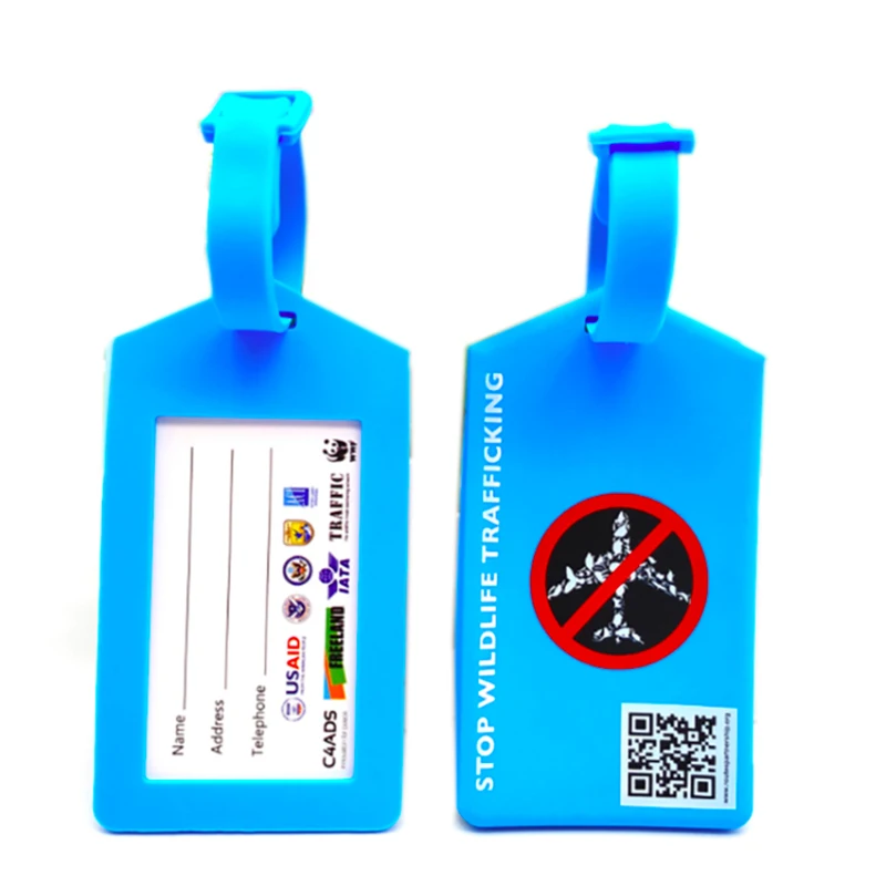 Customized Printed Silicone Luggage Tag With A Strapped On Your Suitcase For Easy Identify Your