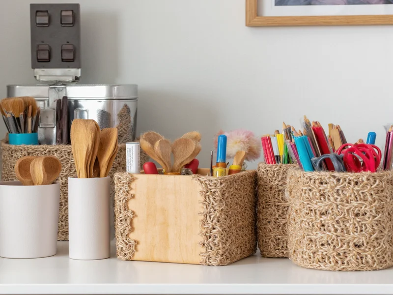 DIY craft storage using repurposed household containers