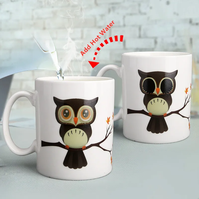 

Novelty Owl Magic Mug Color Changing Coffee Tea Milk Handle Cup Fun Gifts 300ml