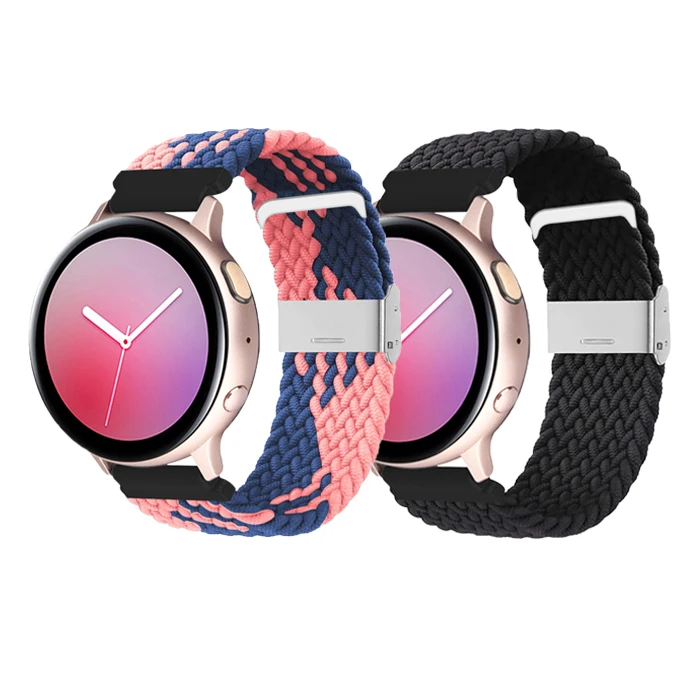

20MM 22MM Nylon Elastic Braided Solo Loop Watchband for Samsung Galaxy Watch Strap Buckle Adjustable Braided Solo Loop
