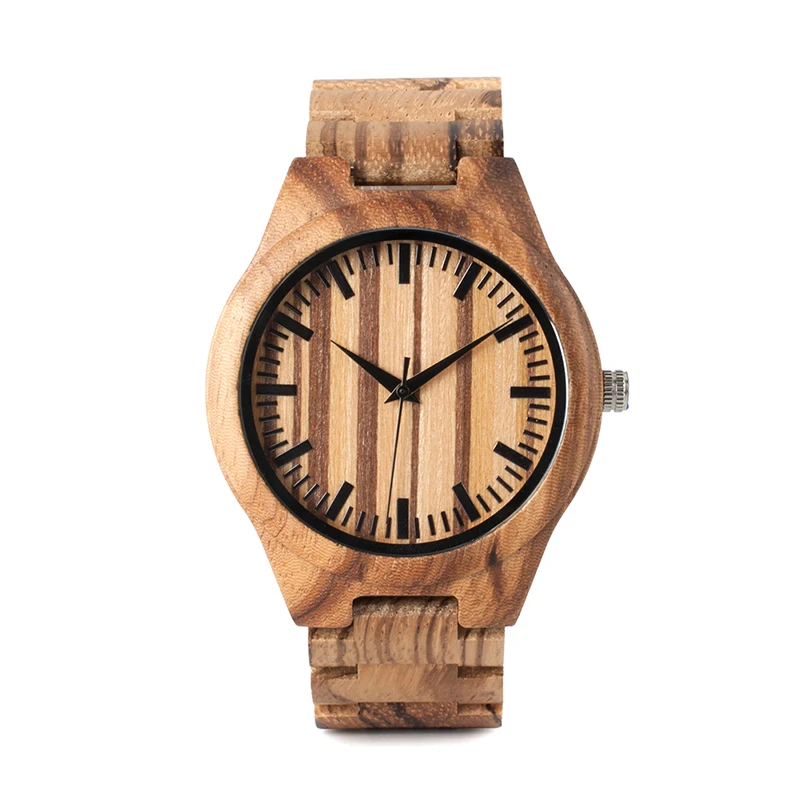 

BOBO BIRD zebra handcrafted wood wristwatch for man with zebra wood strap