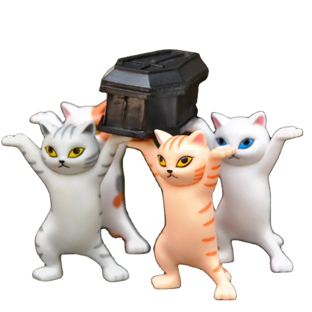 

1 set (5 pcs. random color) Cat Cute Cartoon Cat Toy Lifting Dancing Coffin Decoration Book Shelf Storage Box, As picture shown