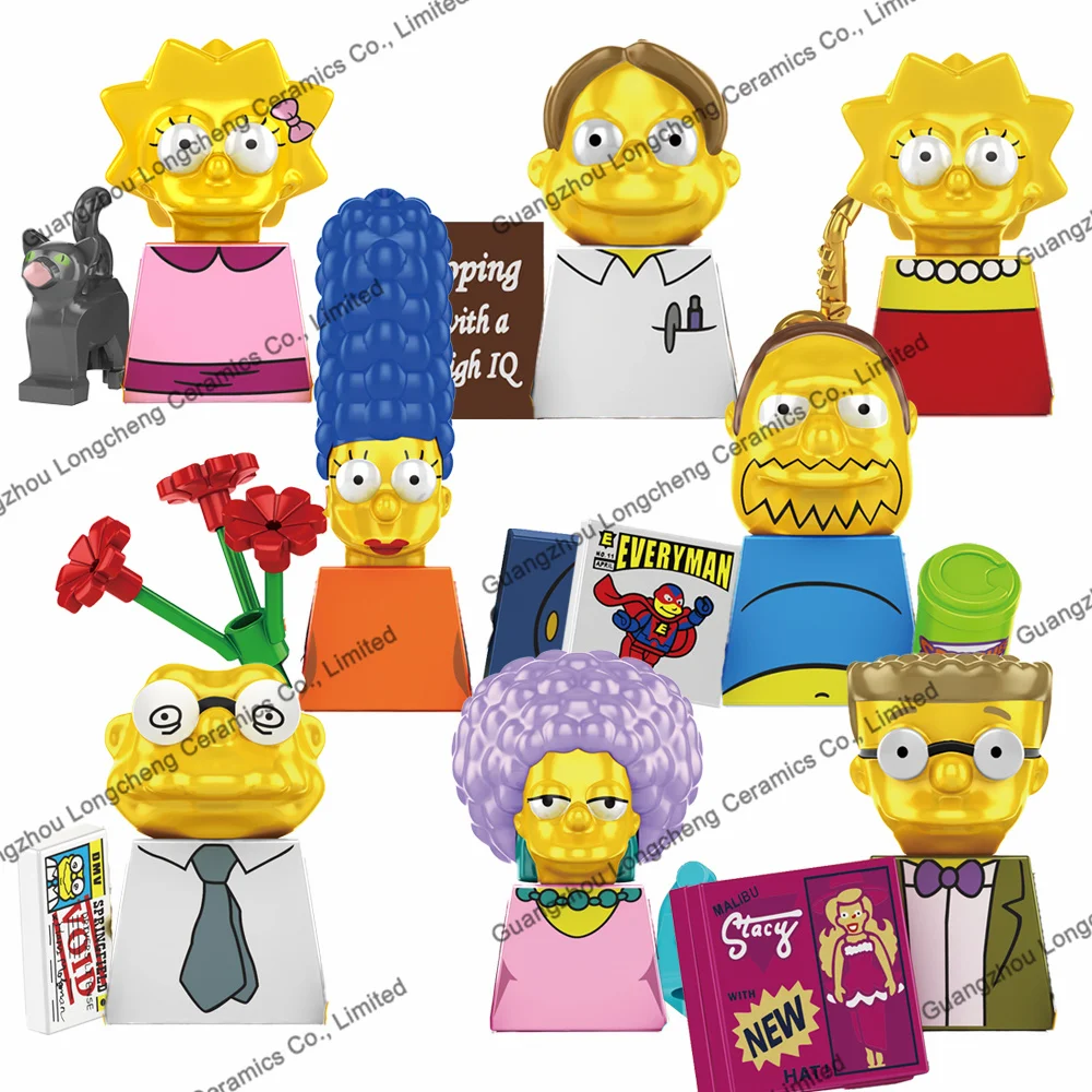 

SP1016 Cartoon Anime TS Show The Simpson Family Lisa Marge Patty Mini Assemble Plastic Building Block Figure Educational Toy