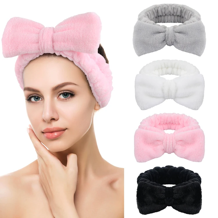 

Wholesales Girls Large Bow Face Wash Headband Makeup Spa Headband Hair Band Bow For Women