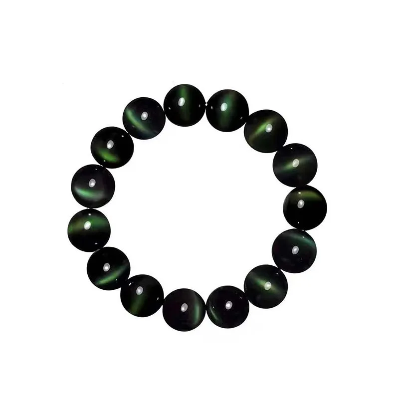 

wholesale natural obsidian double rainbow eye crystal bracelet