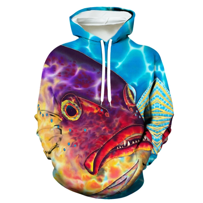 

Colored fish head pattern 3D sublimation sweaters